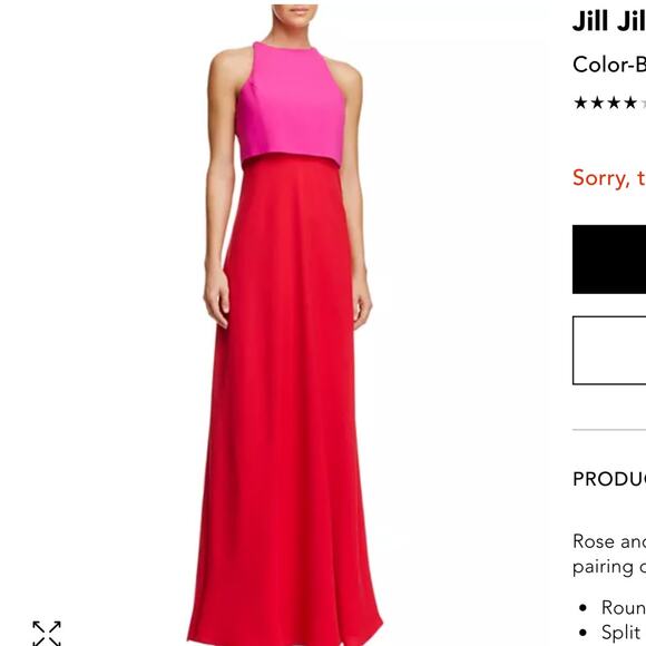 NWOT $328 Jill Jill Stuart Colorblock Red and Hot Pink Long Dress Size 4 - Picture 3 of 8